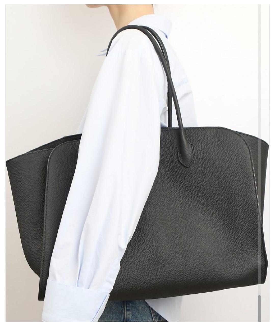 THE ROW Черная кожаная сумка тоут, фото 5