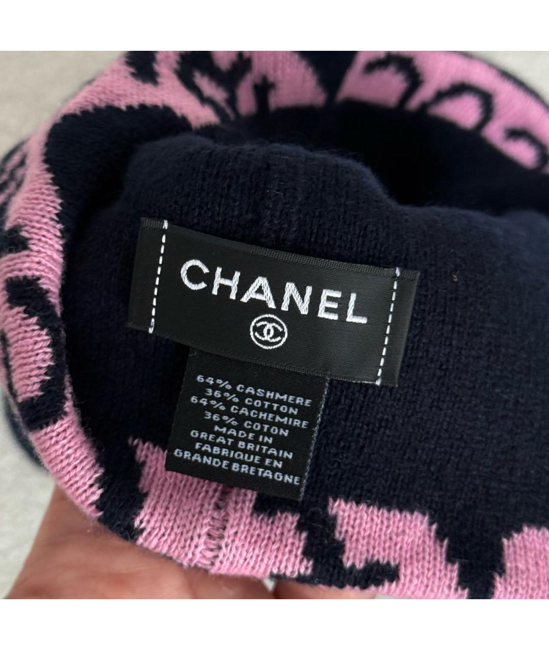 CHANEL Темно-синяя кашемировая шапка, фото 4