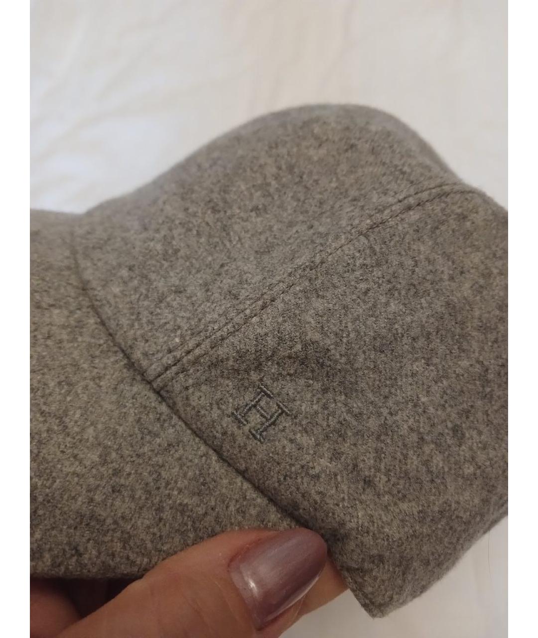 HERMES Серая кашемировая кепка/бейсболка, фото 5