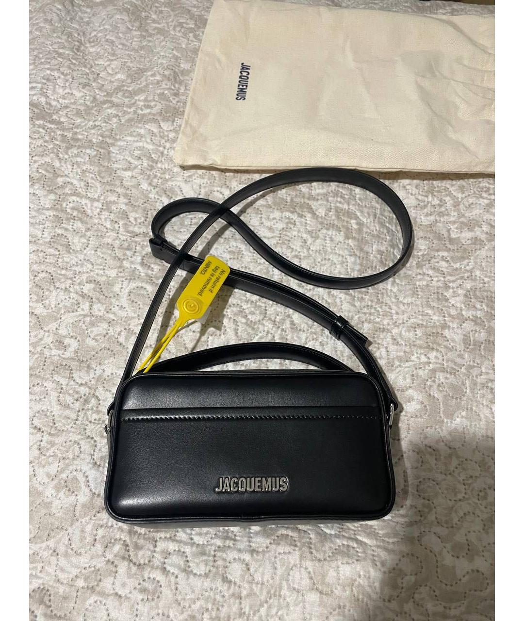 JACQUEMUS Черная кожаная сумка тоут, фото 5