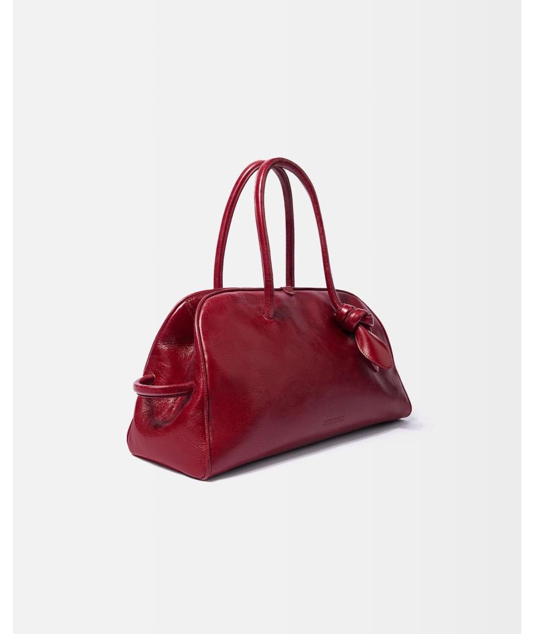 JACQUEMUS Бордовая кожаная сумка тоут, фото 3