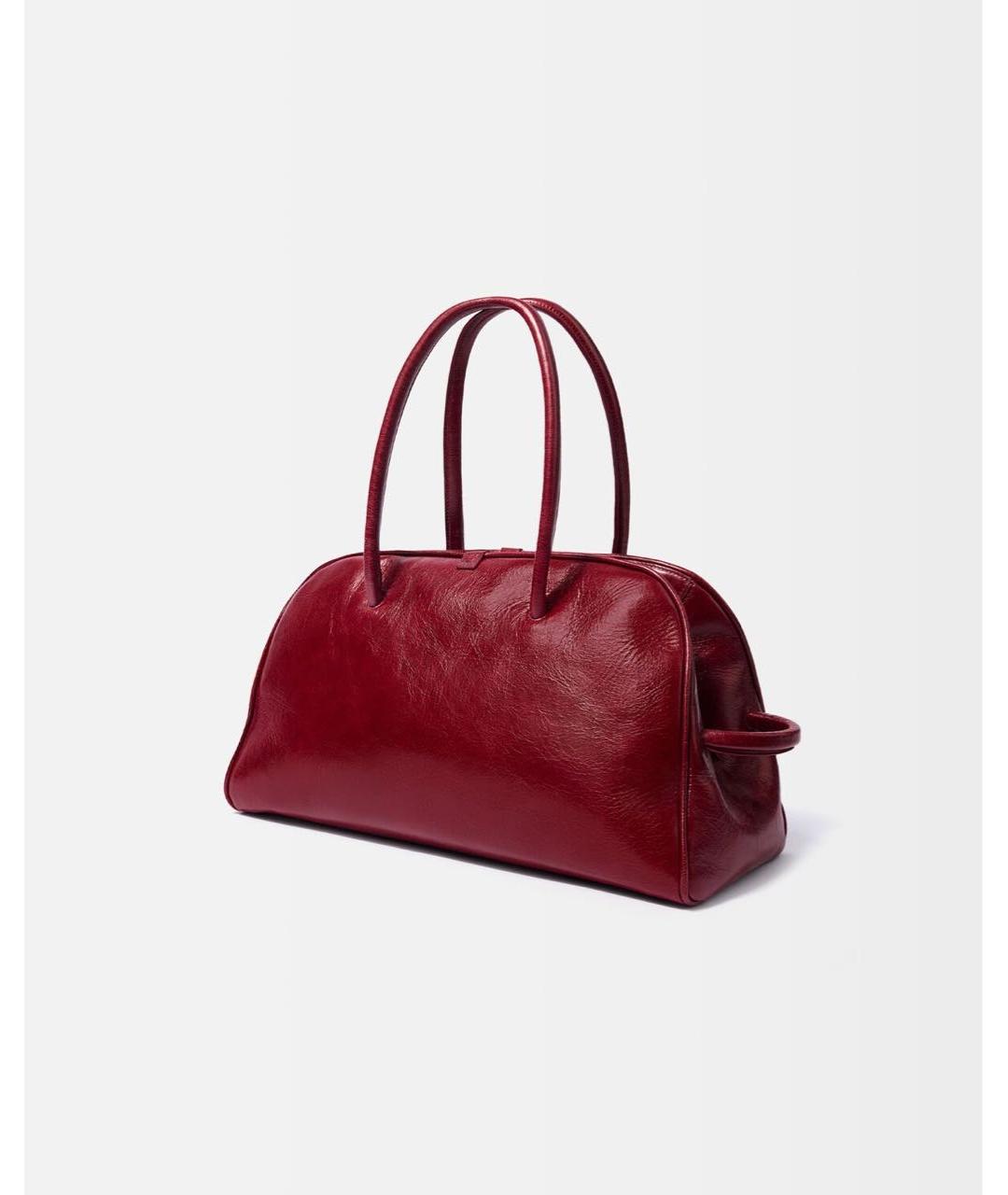 JACQUEMUS Бордовая кожаная сумка тоут, фото 5