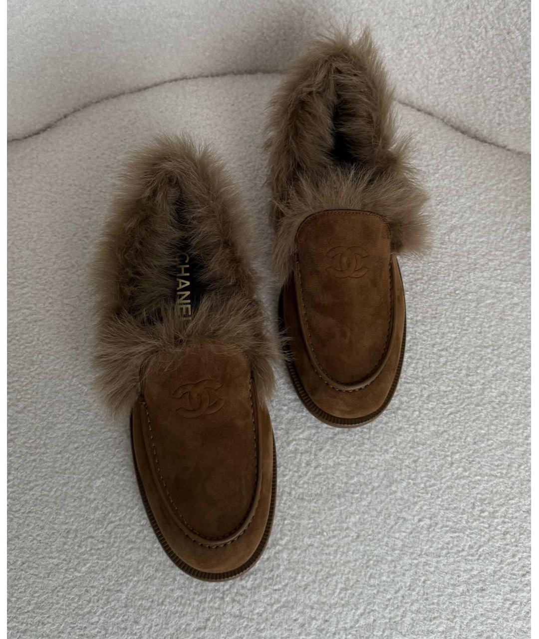 CHANEL Коричневые замшевые лоферы, фото 5