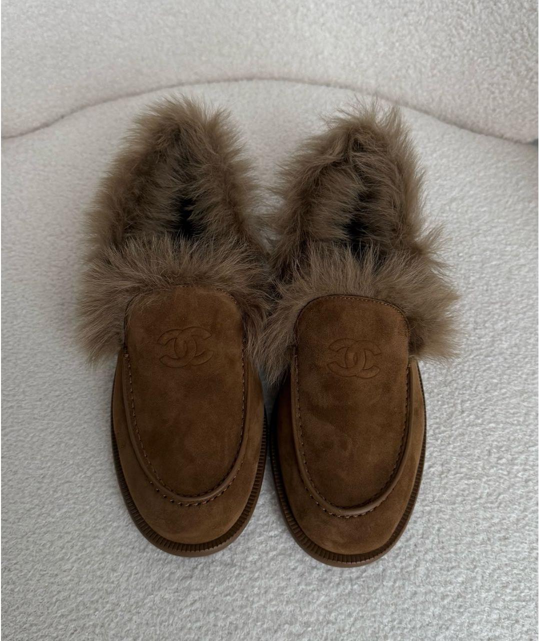 CHANEL Коричневые замшевые лоферы, фото 2
