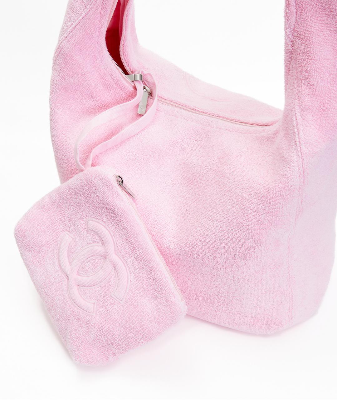 CHANEL Розовая хлопковая пляжная сумка, фото 4