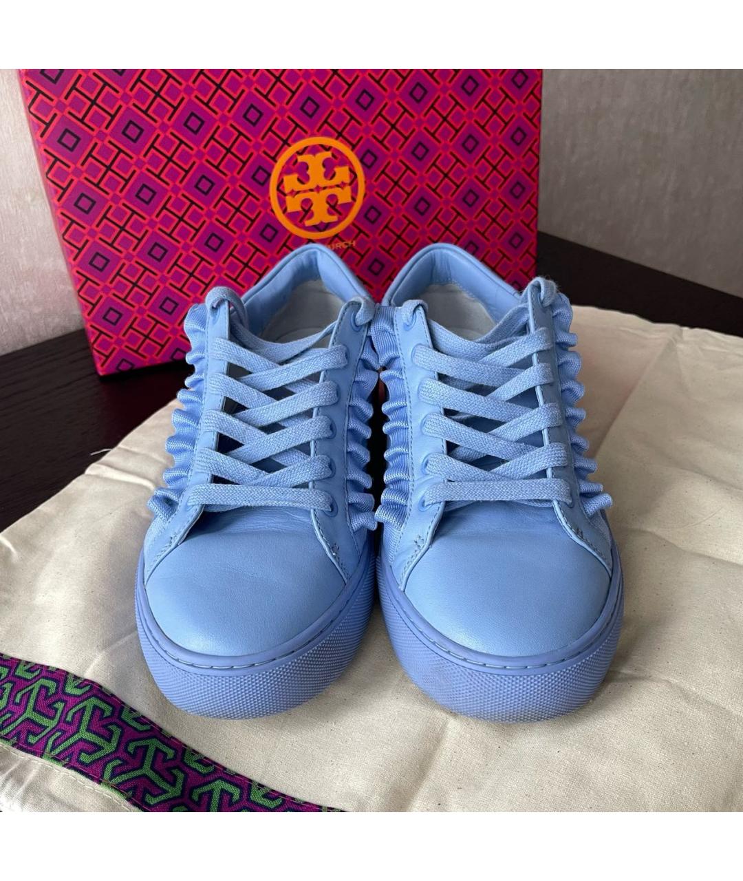 TORY BURCH Голубые кожаные кеды, фото 2