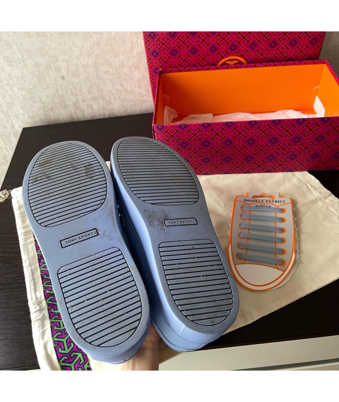 TORY BURCH Голубые кожаные кеды, фото 8