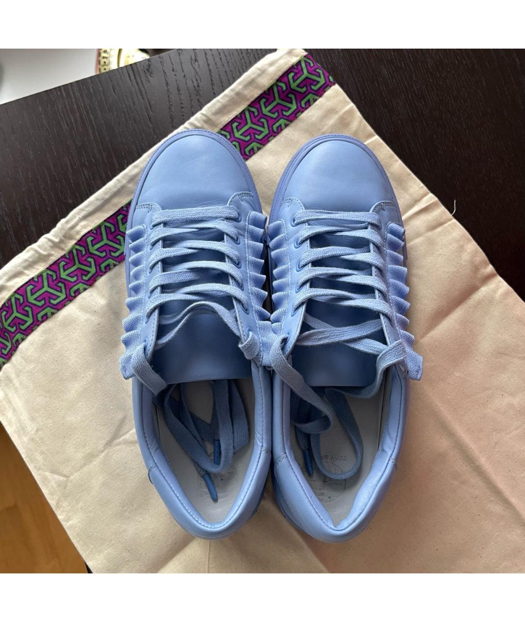 TORY BURCH Голубые кожаные кеды, фото 3