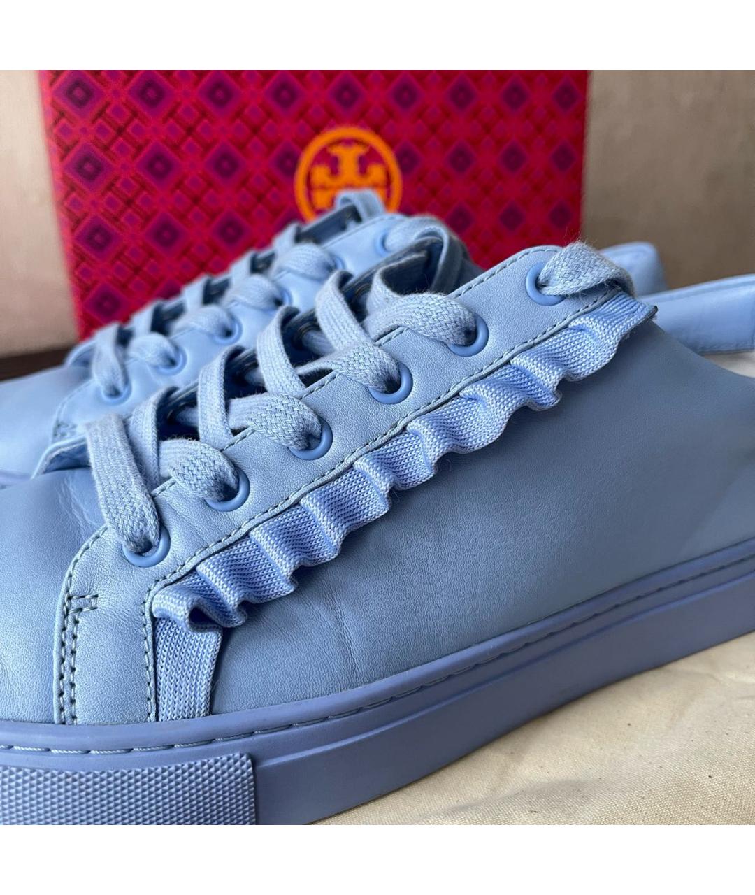 TORY BURCH Голубые кожаные кеды, фото 5