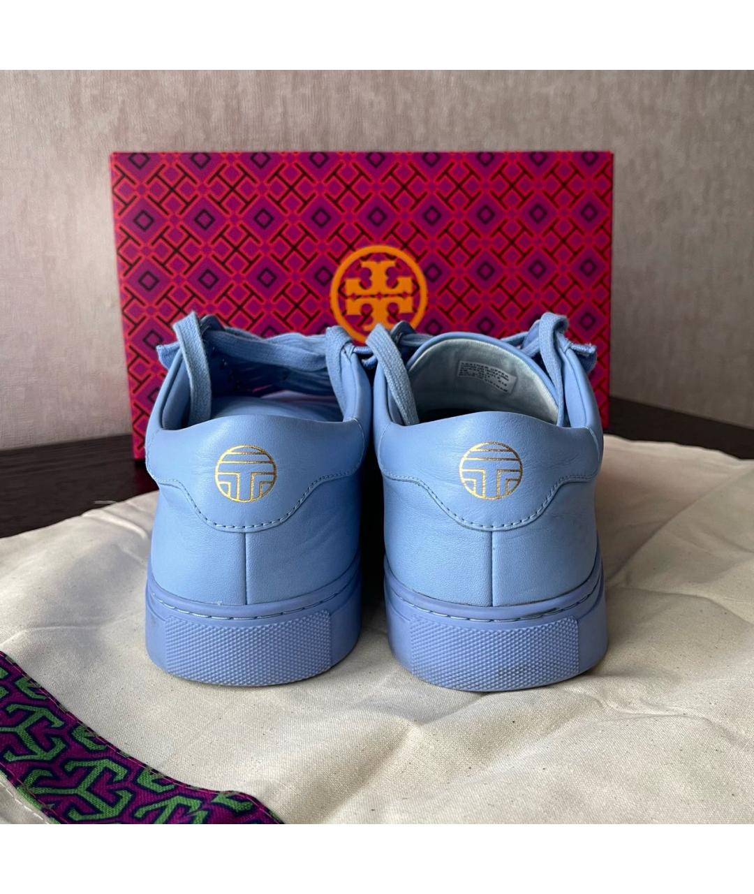 TORY BURCH Голубые кожаные кеды, фото 4