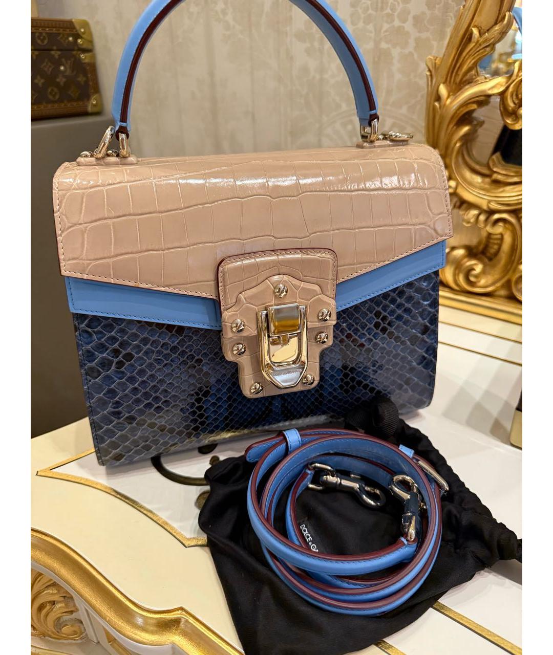 DOLCE&GABBANA Бежевая кожаная сумка с короткими ручками, фото 7