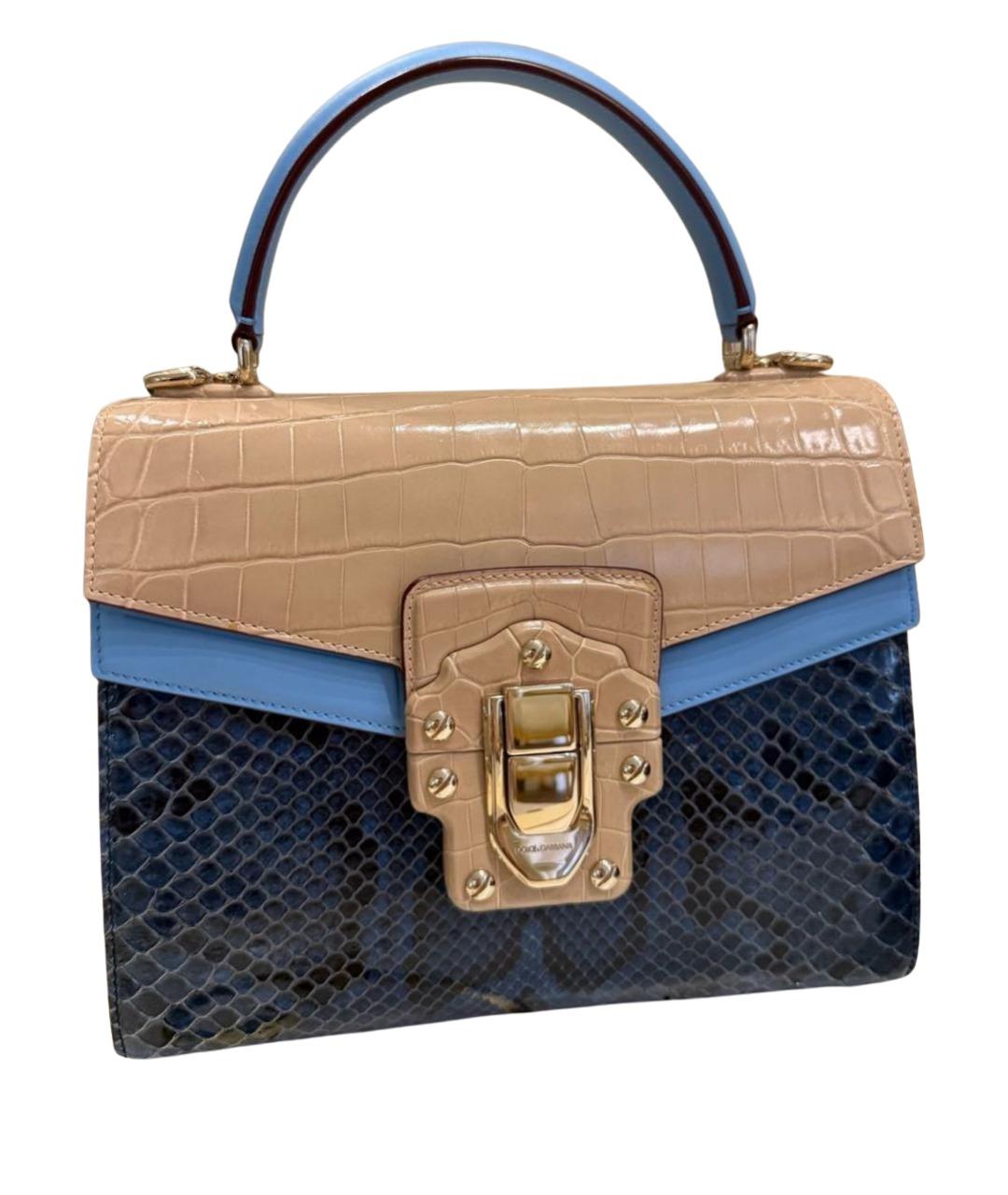 DOLCE&GABBANA Бежевая кожаная сумка с короткими ручками, фото 1