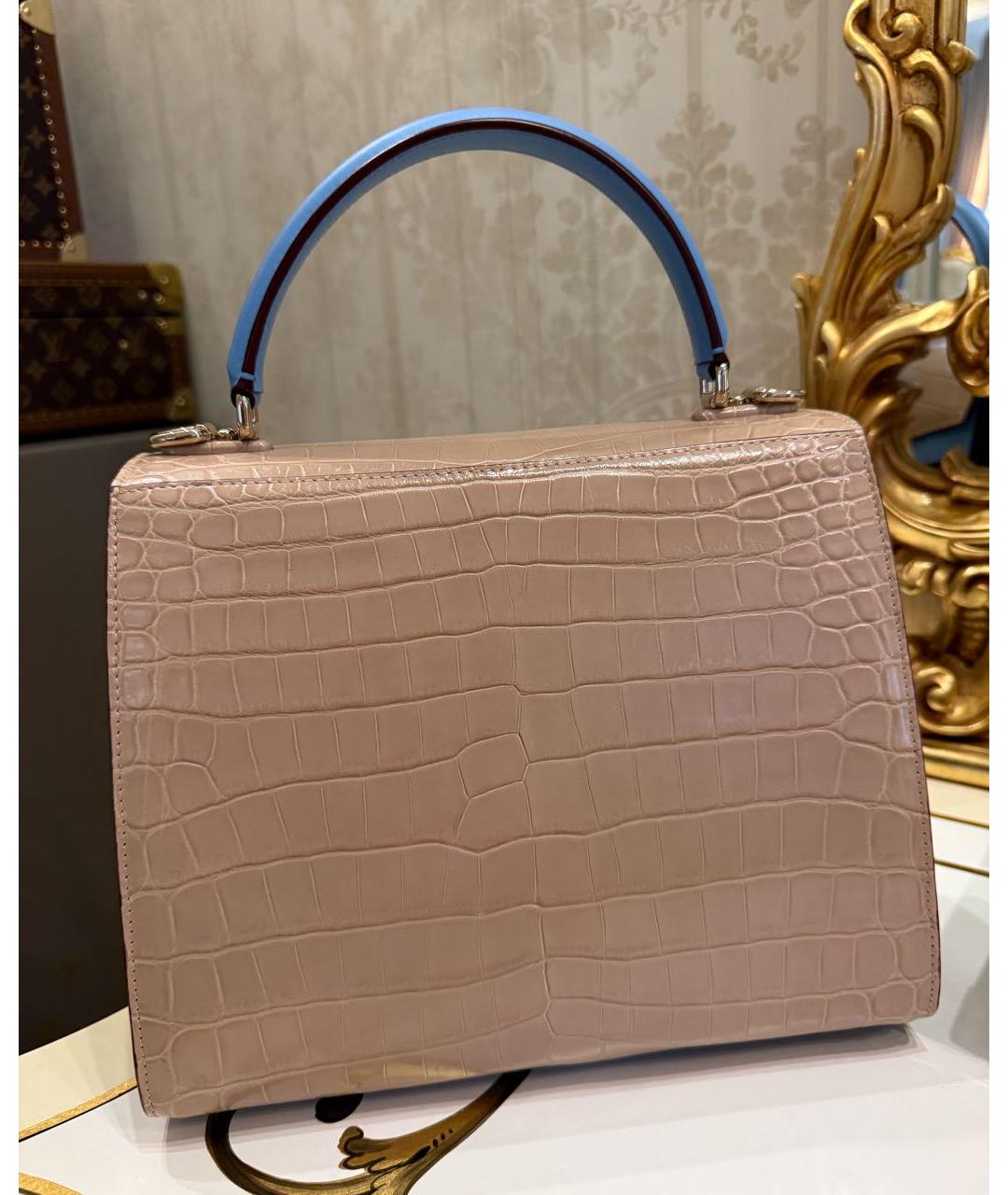 DOLCE&GABBANA Бежевая кожаная сумка с короткими ручками, фото 3