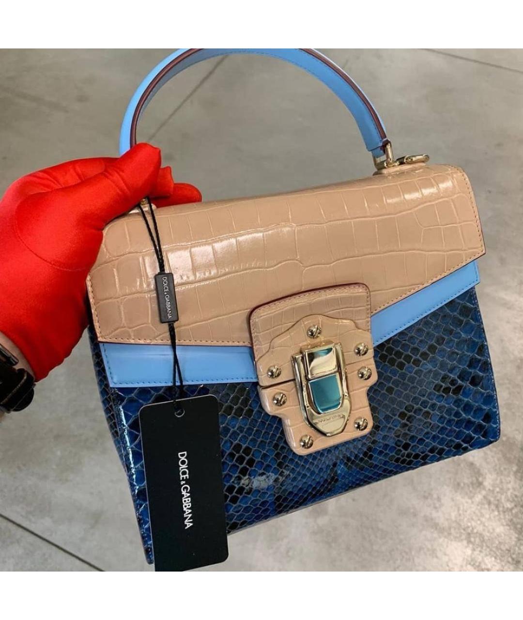 DOLCE&GABBANA Бежевая кожаная сумка с короткими ручками, фото 5