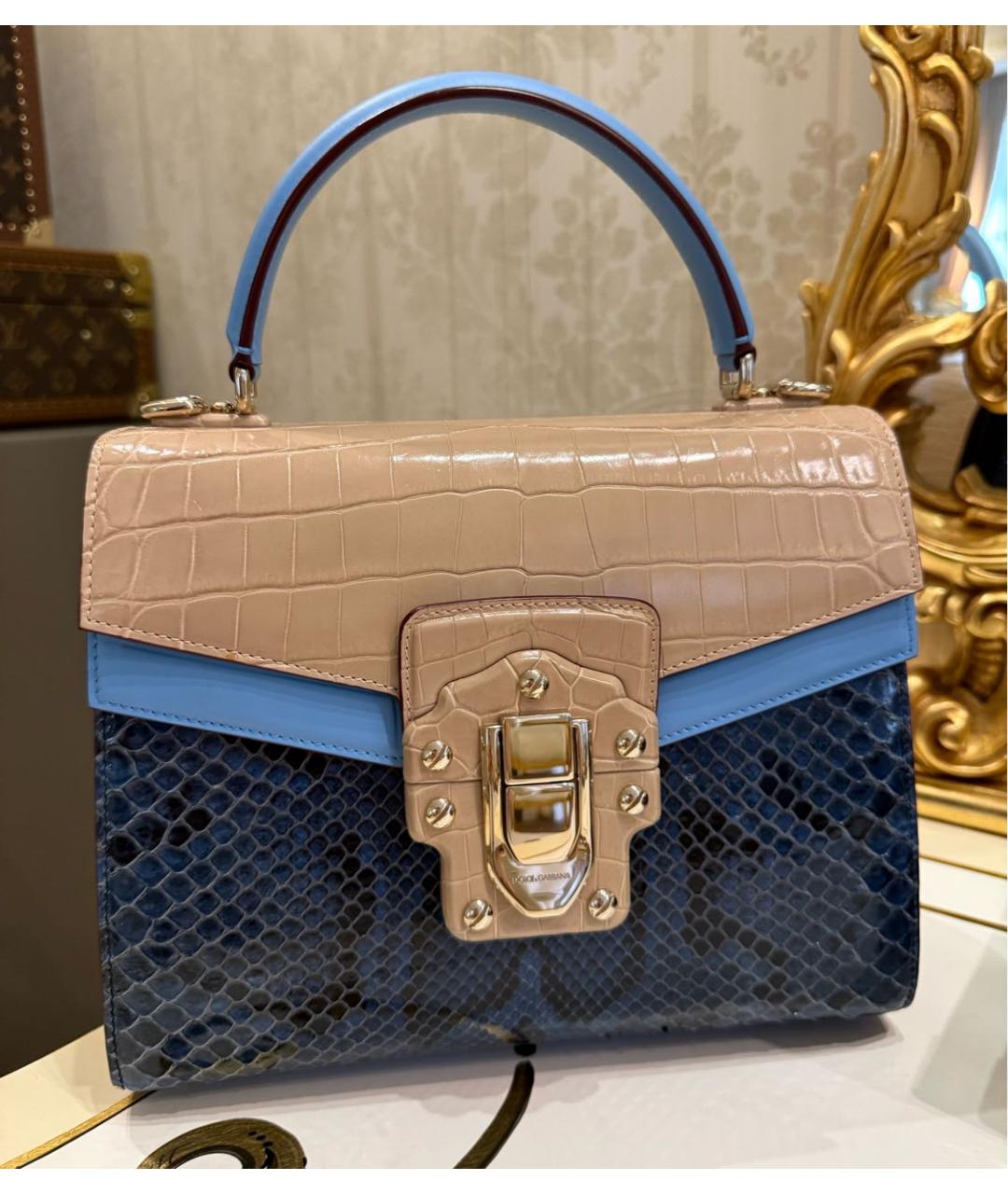 DOLCE&GABBANA Бежевая кожаная сумка с короткими ручками, фото 8