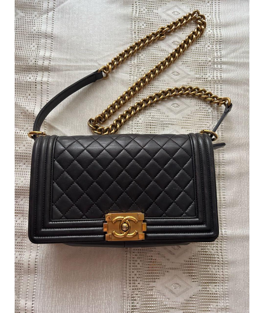 CHANEL Черная кожаная сумка через плечо, фото 8