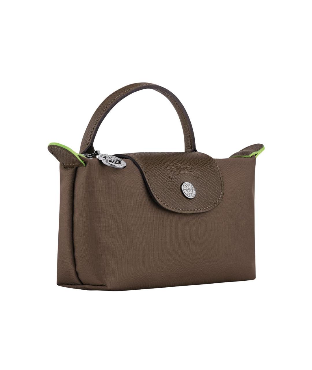 LONGCHAMP Коричневая тканевая сумка с короткими ручками, фото 2