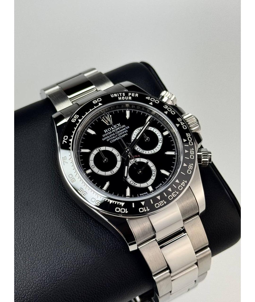 ROLEX Черные металлические часы, фото 4