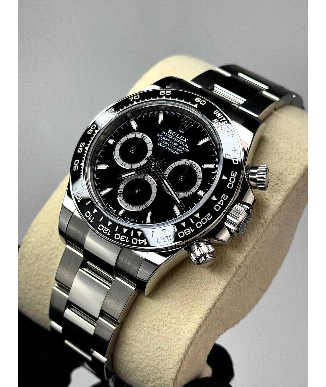ROLEX Черные металлические часы, фото 5