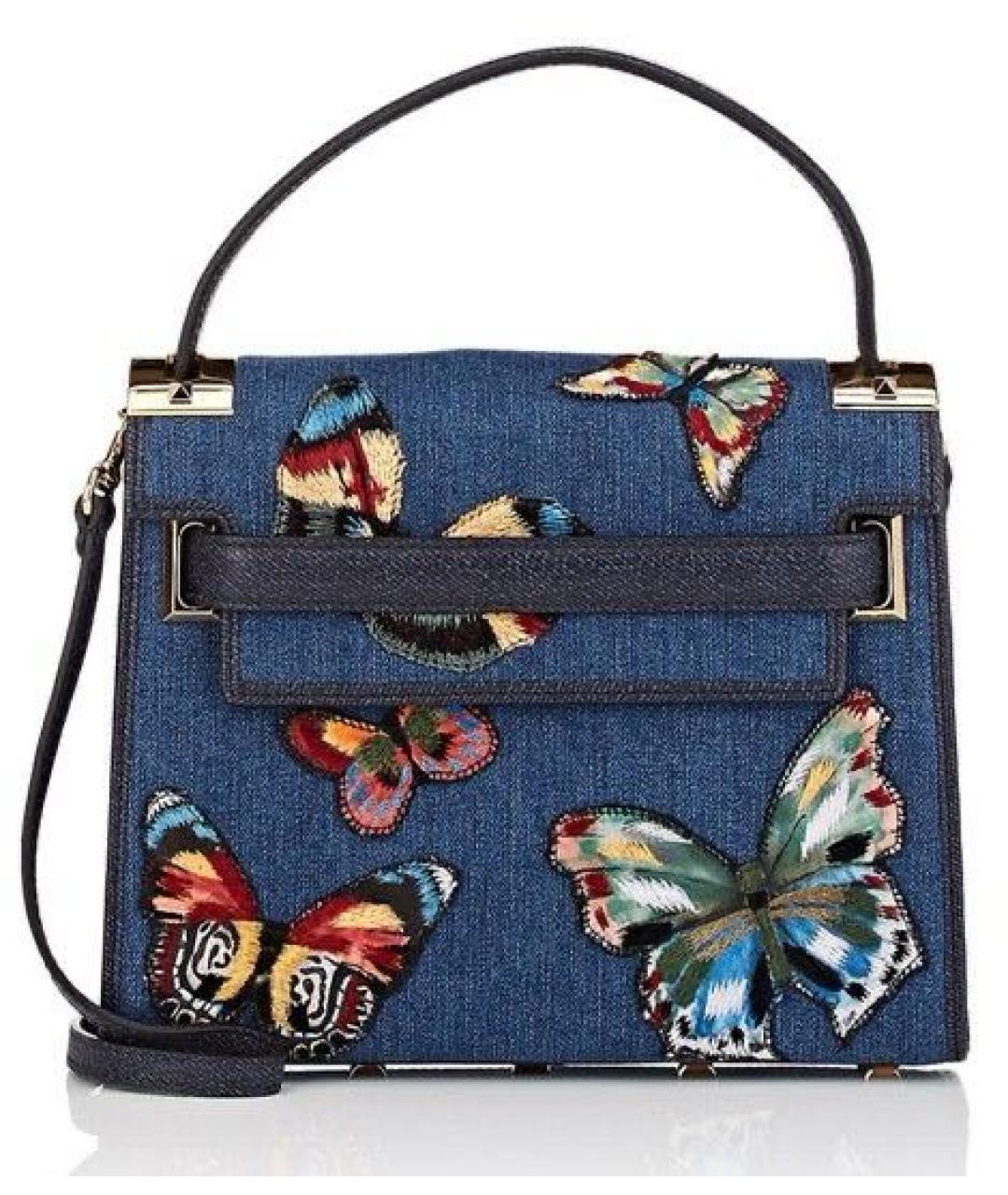 VALENTINO Темно-синяя деним сумка с короткими ручками, фото 7