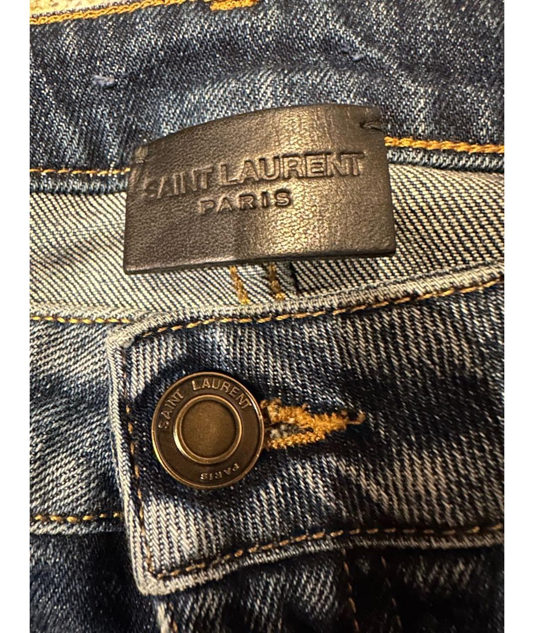 SAINT LAURENT Синие хлопковые джинсы слим, фото 4