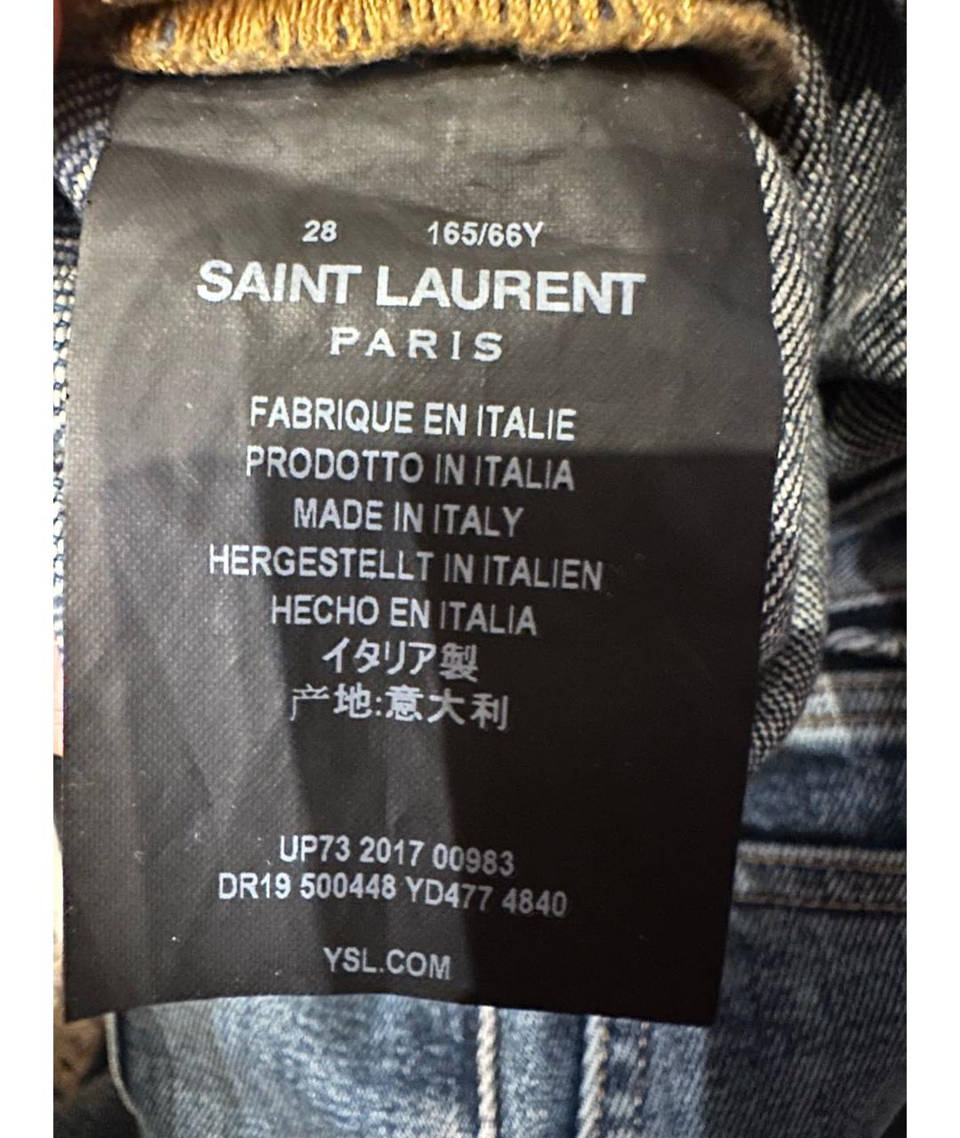 SAINT LAURENT Синие хлопковые джинсы слим, фото 7