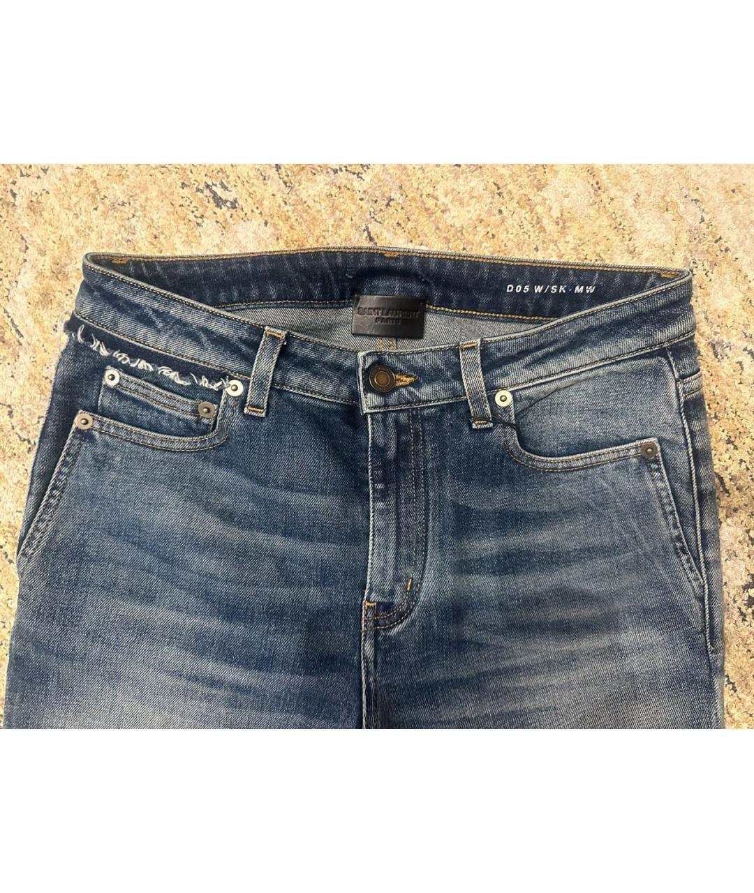 SAINT LAURENT Синие хлопковые джинсы слим, фото 5