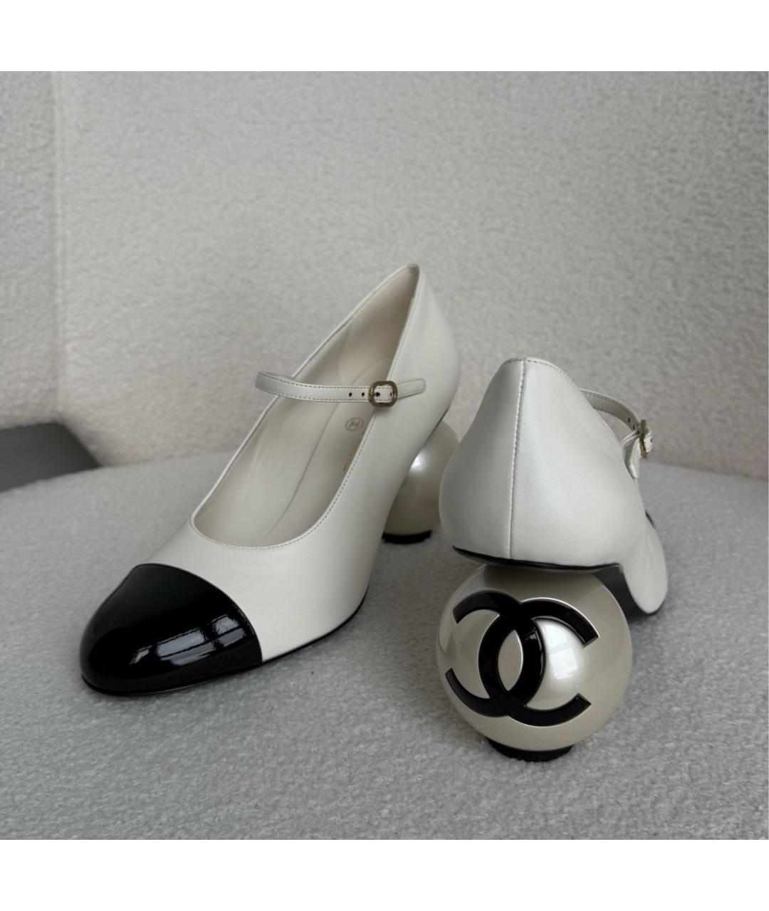 CHANEL Белые кожаные туфли, фото 5