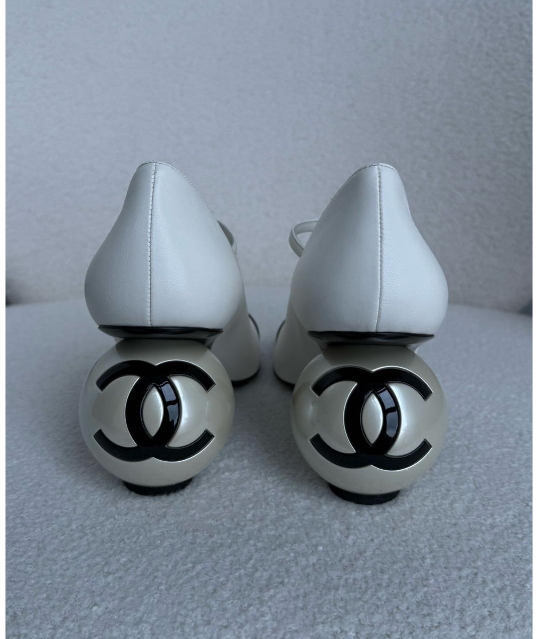 CHANEL Белые кожаные туфли, фото 4
