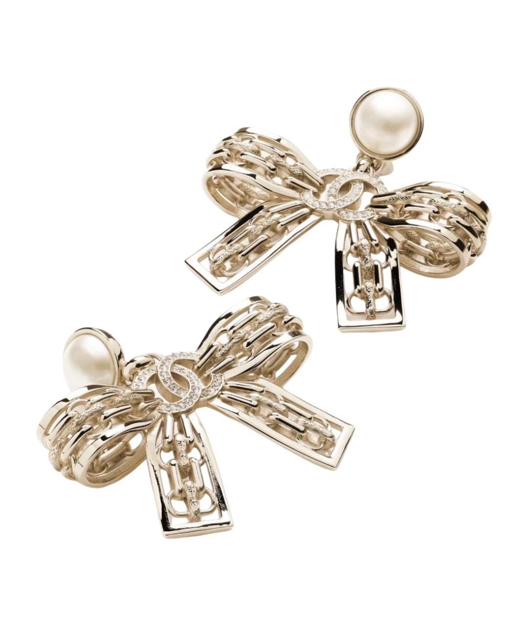 CHANEL Белые металлические серьги, фото 1