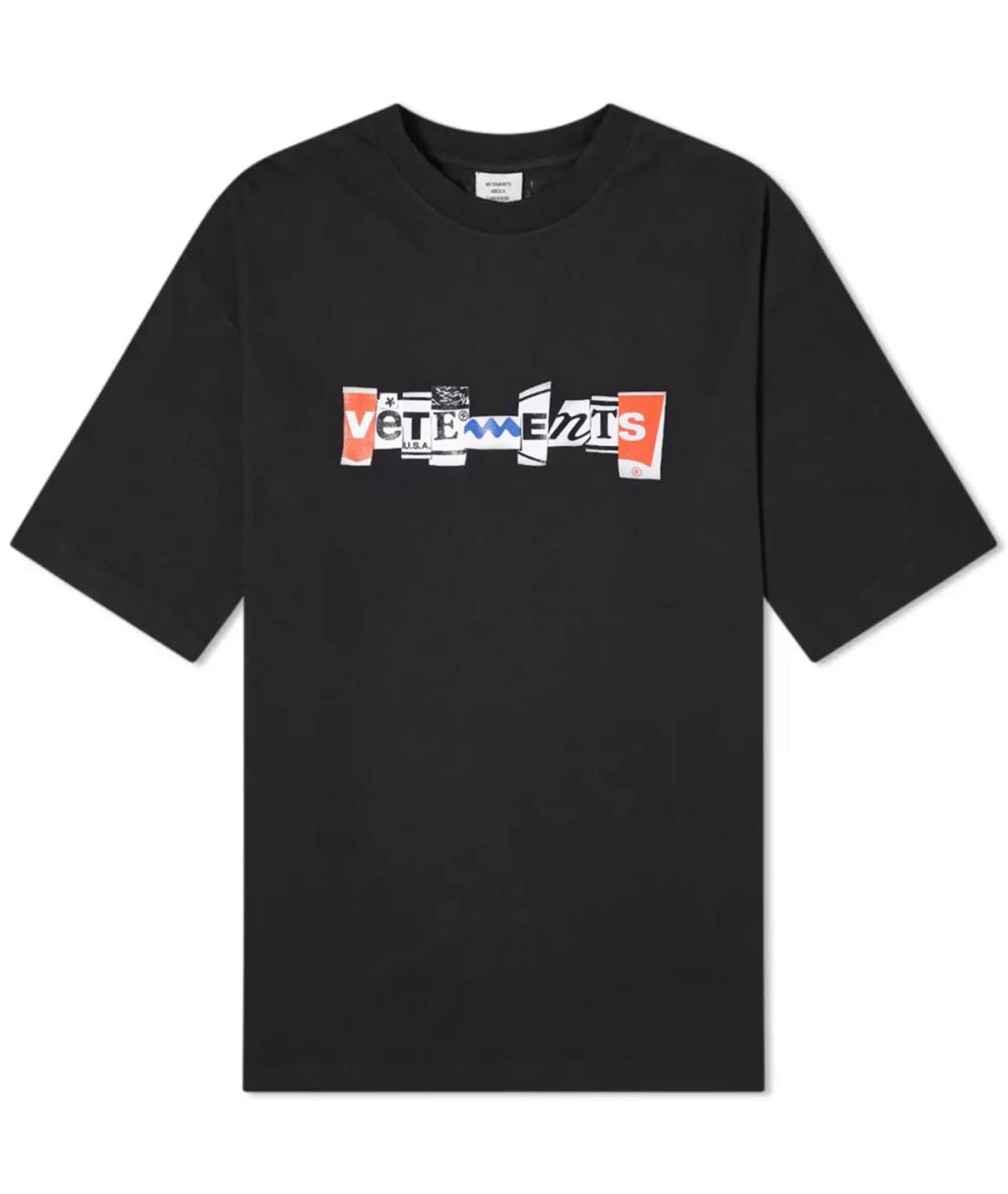 VETEMENTS Черная хлопковая футболка, фото 1