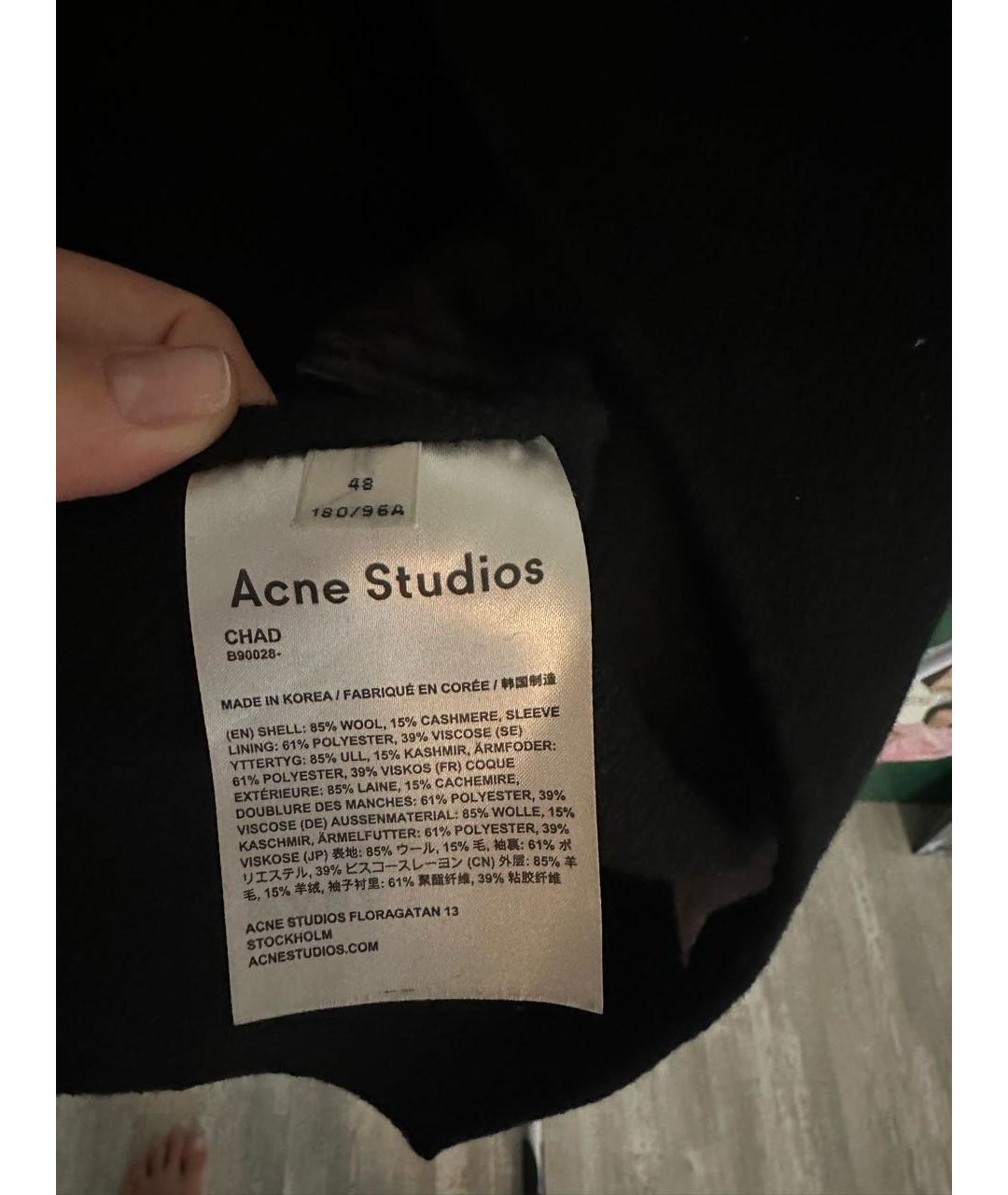 ACNE STUDIOS Черное шерстяное пальто, фото 2