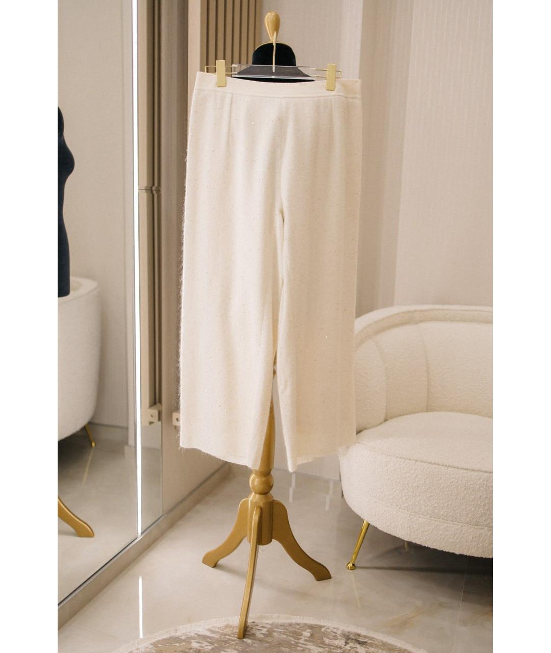 GENTRY PORTOFINO Бежевые шерстяные прямые брюки, фото 6