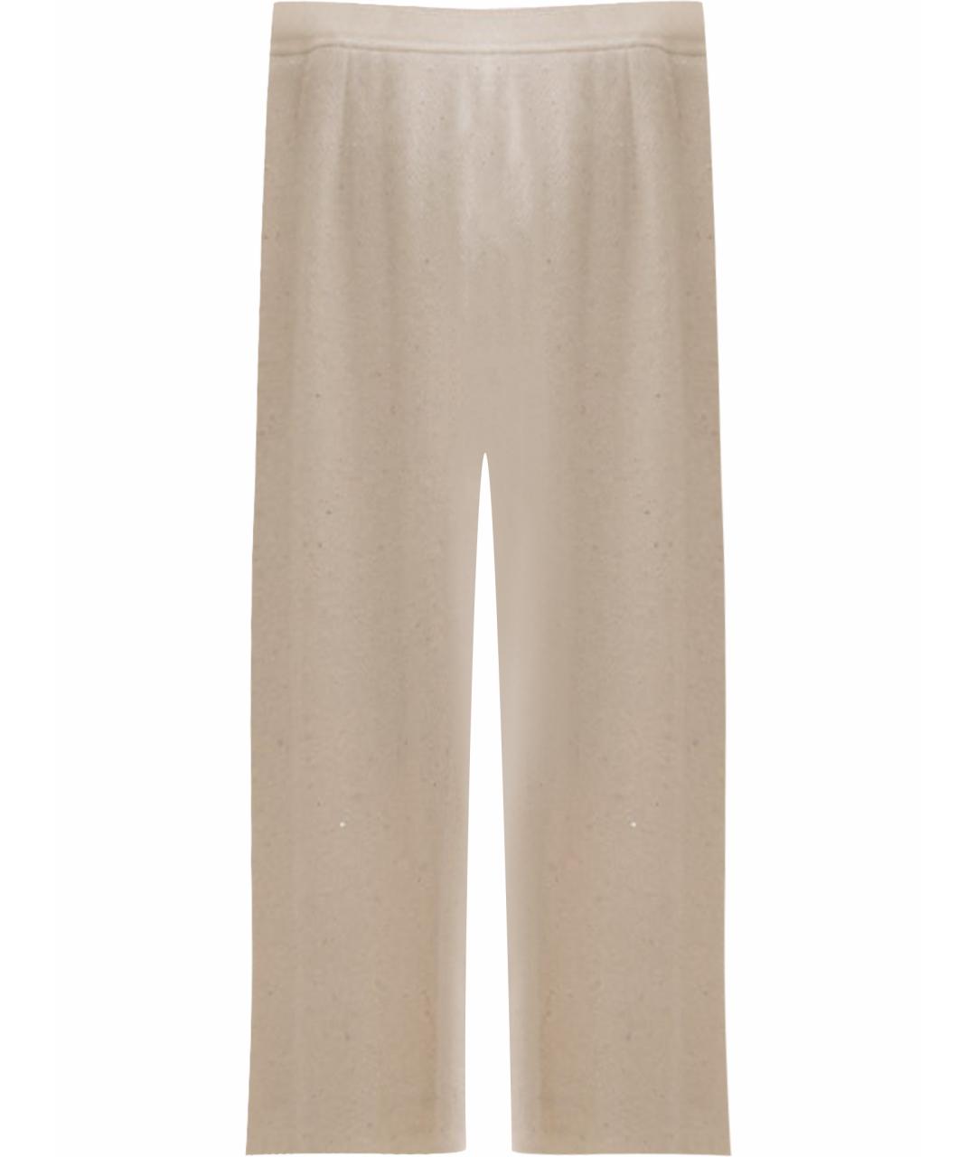 GENTRY PORTOFINO Бежевые шерстяные прямые брюки, фото 1