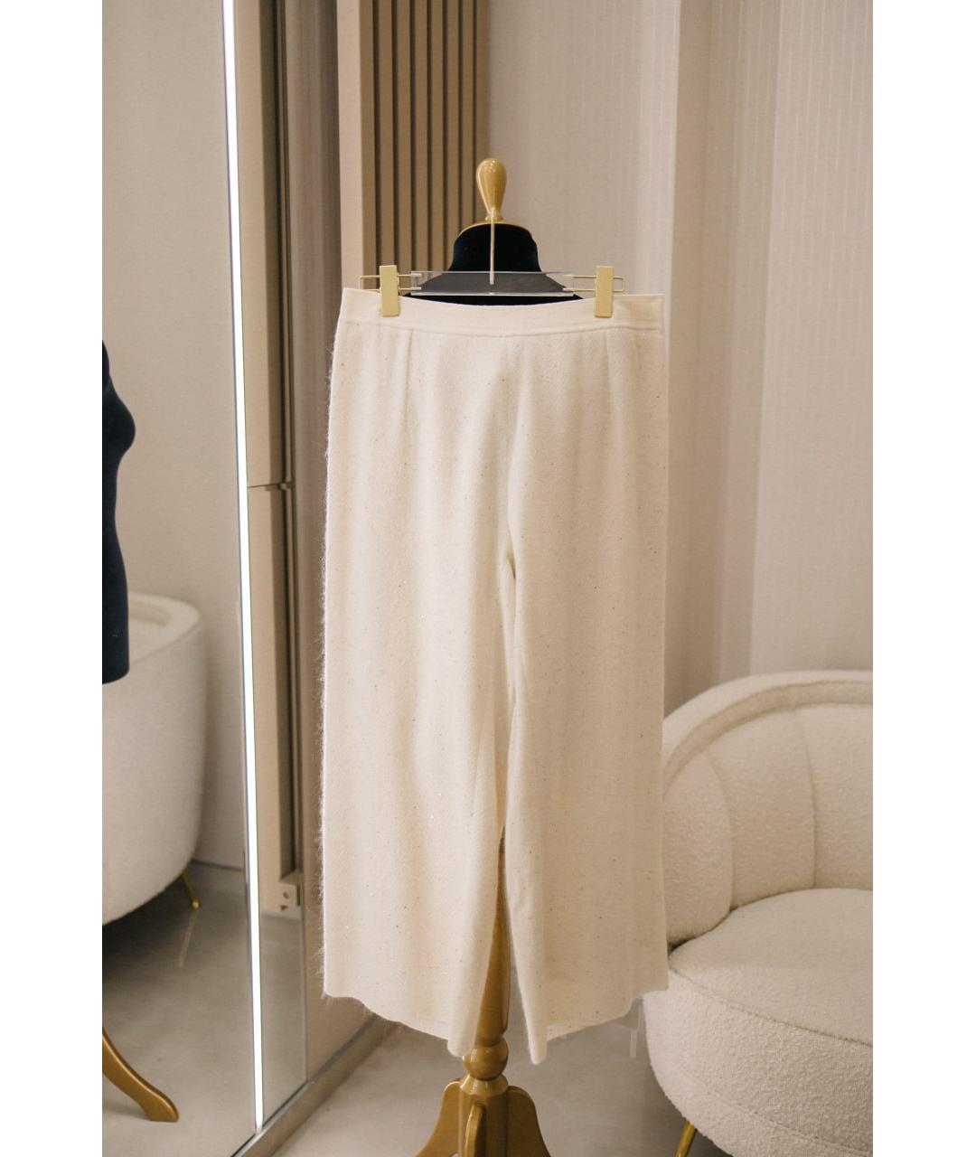 GENTRY PORTOFINO Бежевые шерстяные прямые брюки, фото 4