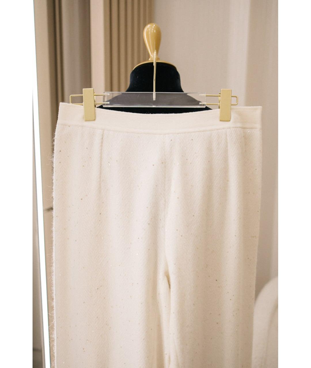 GENTRY PORTOFINO Бежевые шерстяные прямые брюки, фото 3