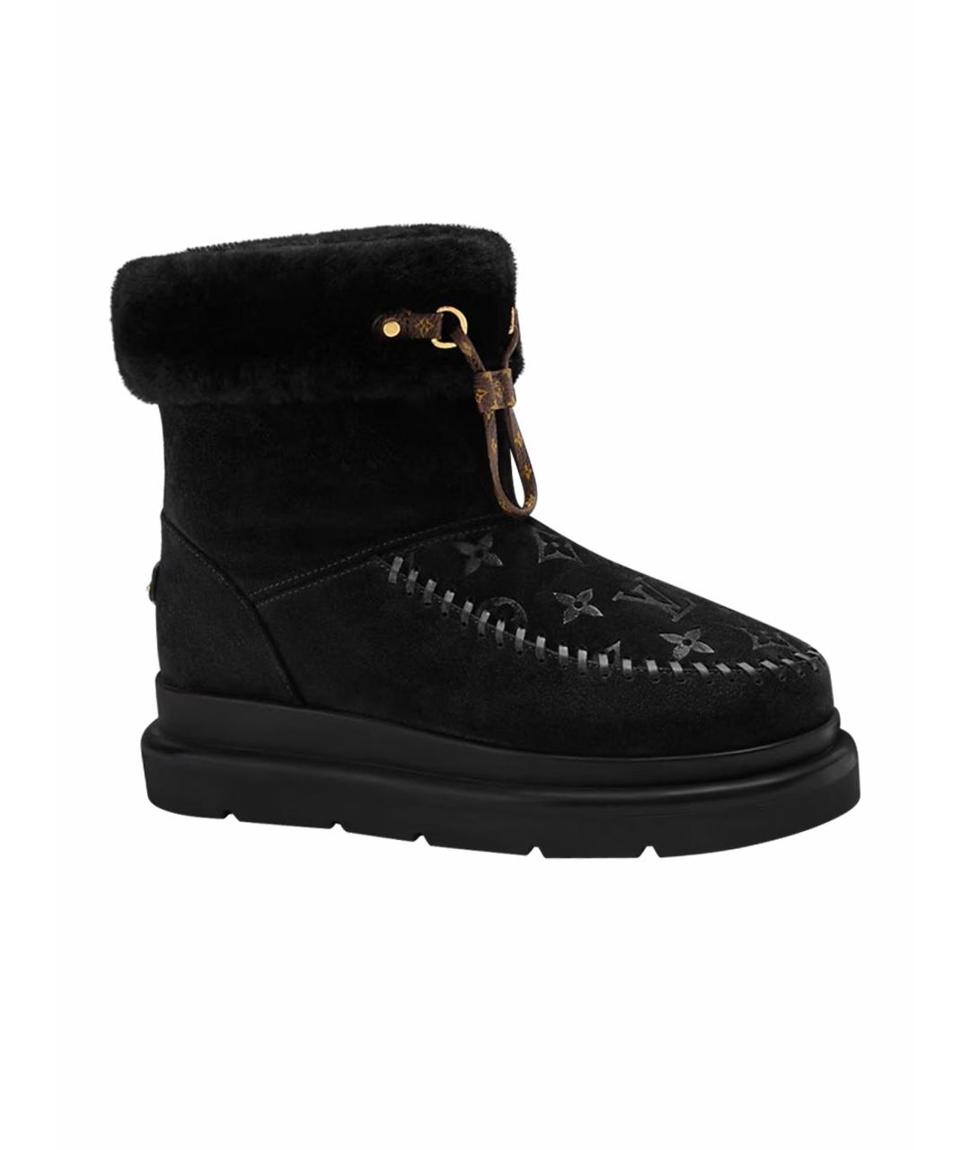 LOUIS VUITTON Черные кожаные ботинки, фото 1