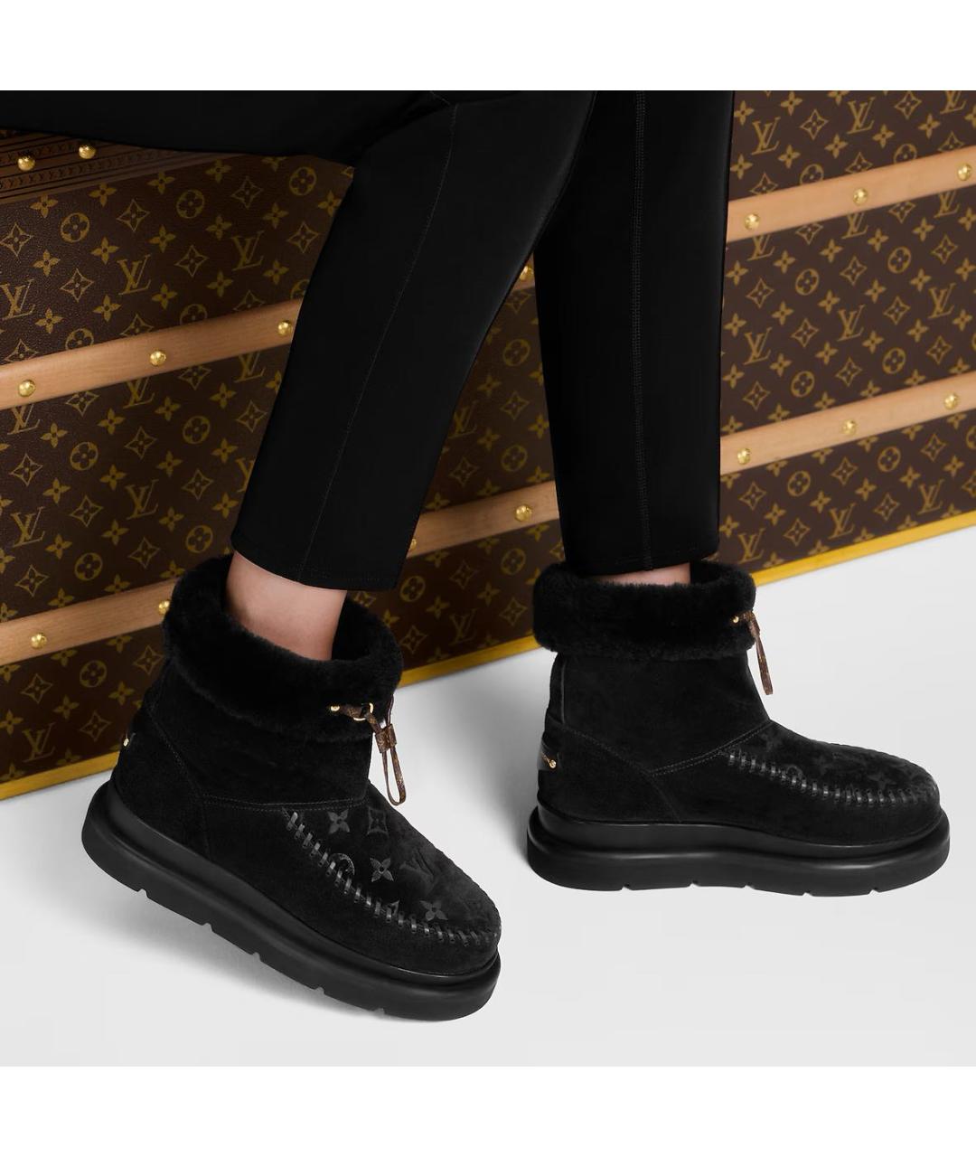 LOUIS VUITTON Черные кожаные ботинки, фото 5