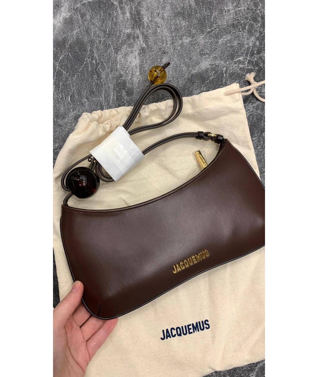 JACQUEMUS Коричневая кожаная сумка через плечо, фото 3