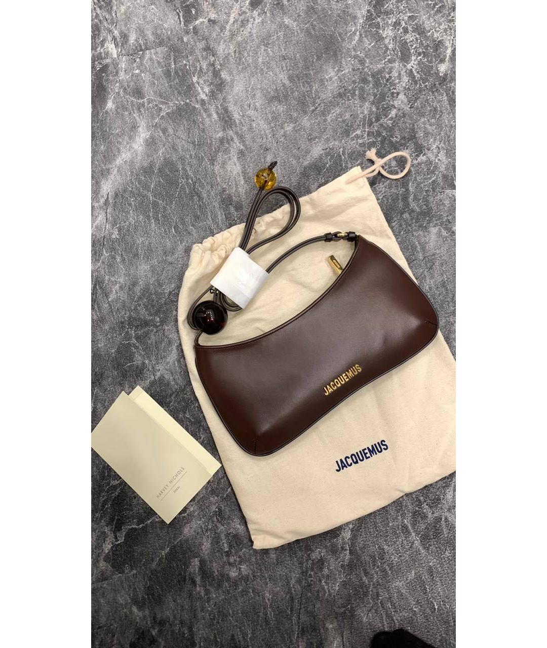 JACQUEMUS Коричневая кожаная сумка через плечо, фото 5