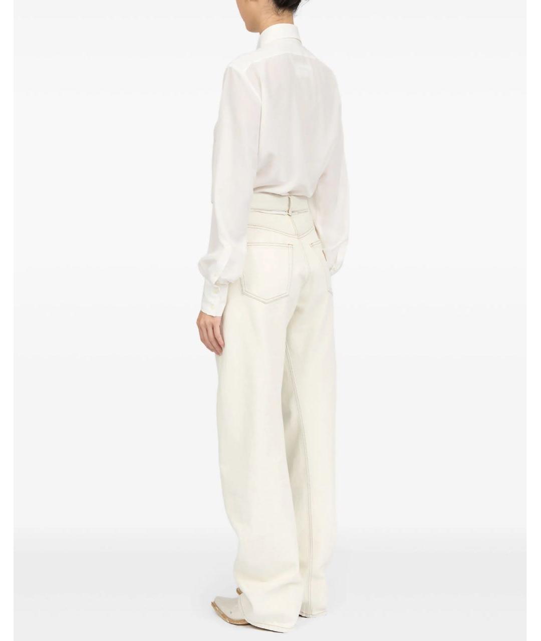 MM6 MAISON MARGIELA Бежевые хлопковые прямые джинсы, фото 4