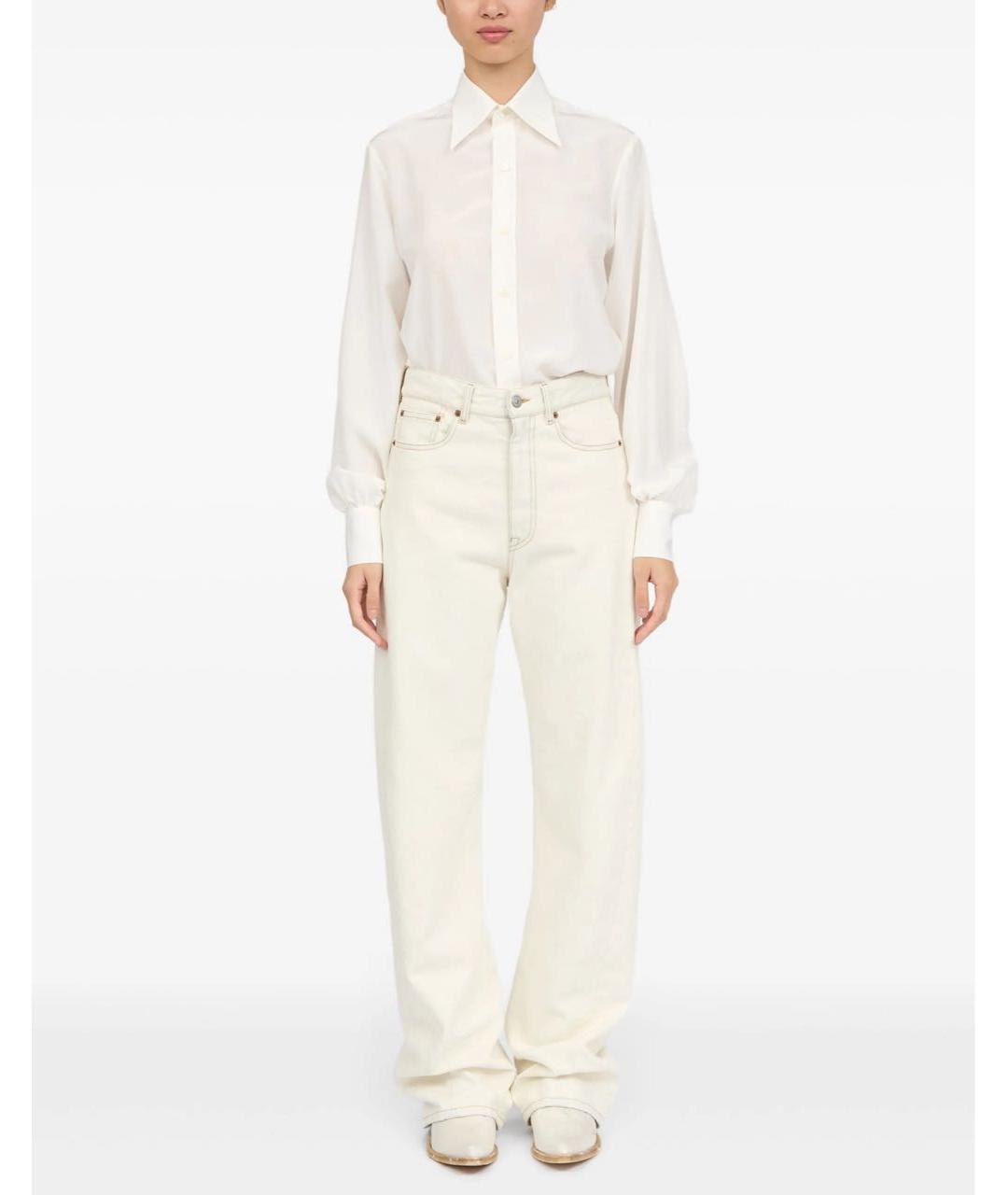 MM6 MAISON MARGIELA Бежевые хлопковые прямые джинсы, фото 3