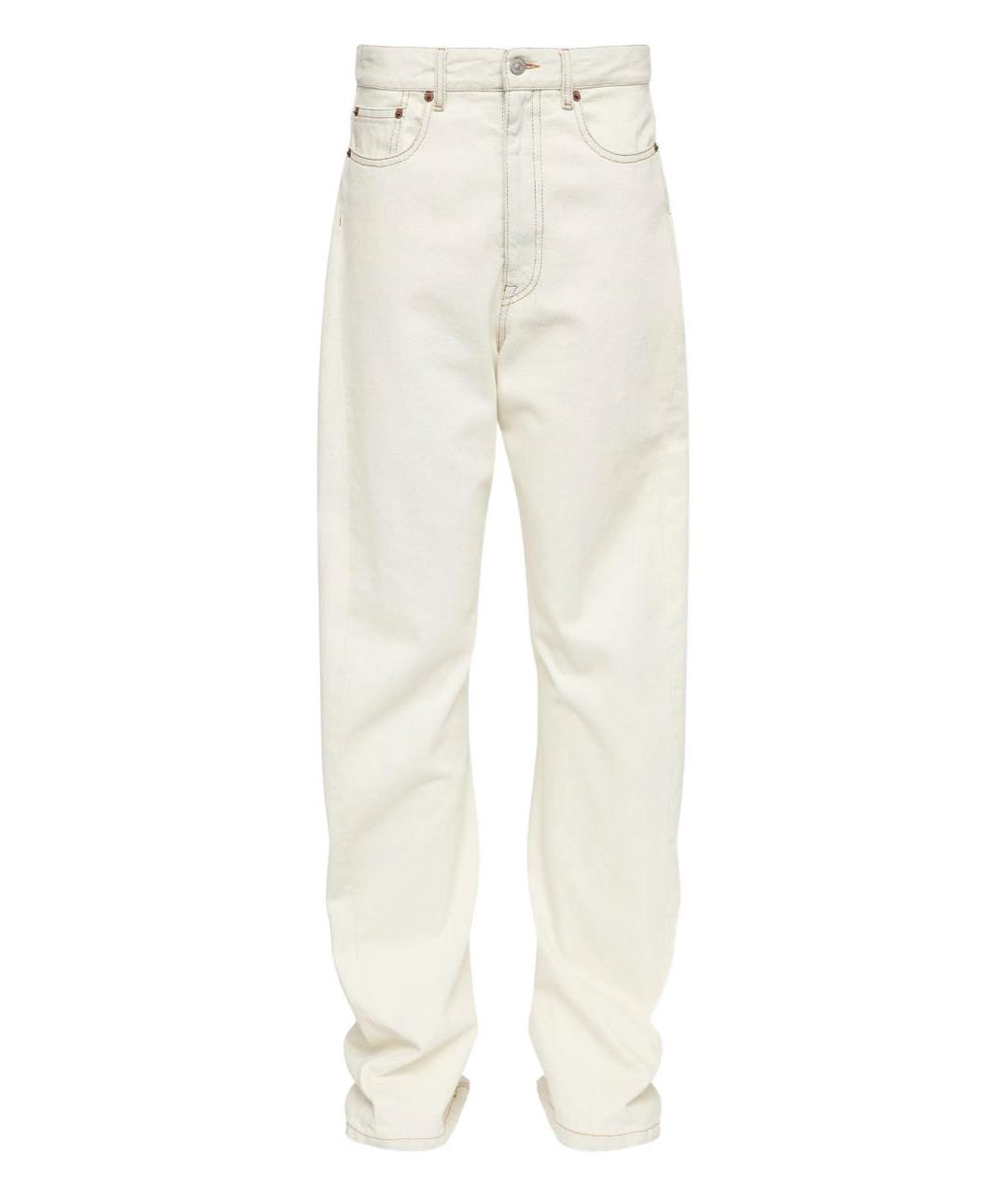 MM6 MAISON MARGIELA Бежевые хлопковые прямые джинсы, фото 1