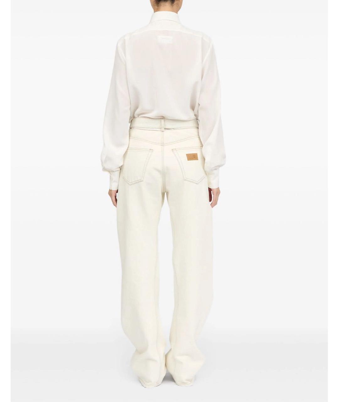 MM6 MAISON MARGIELA Бежевые хлопковые прямые джинсы, фото 5