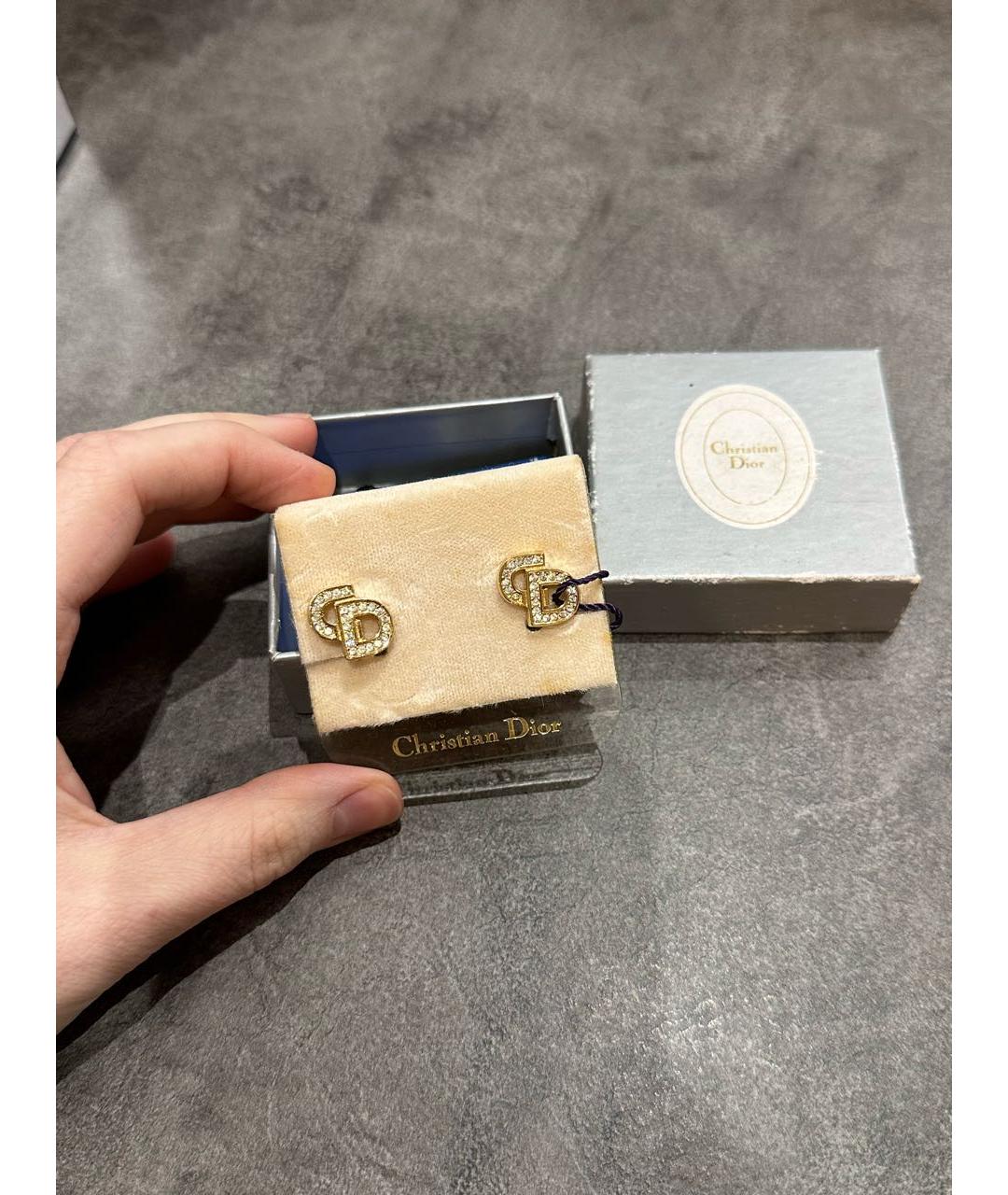 CHRISTIAN DIOR Золотые металлические серьги, фото 5