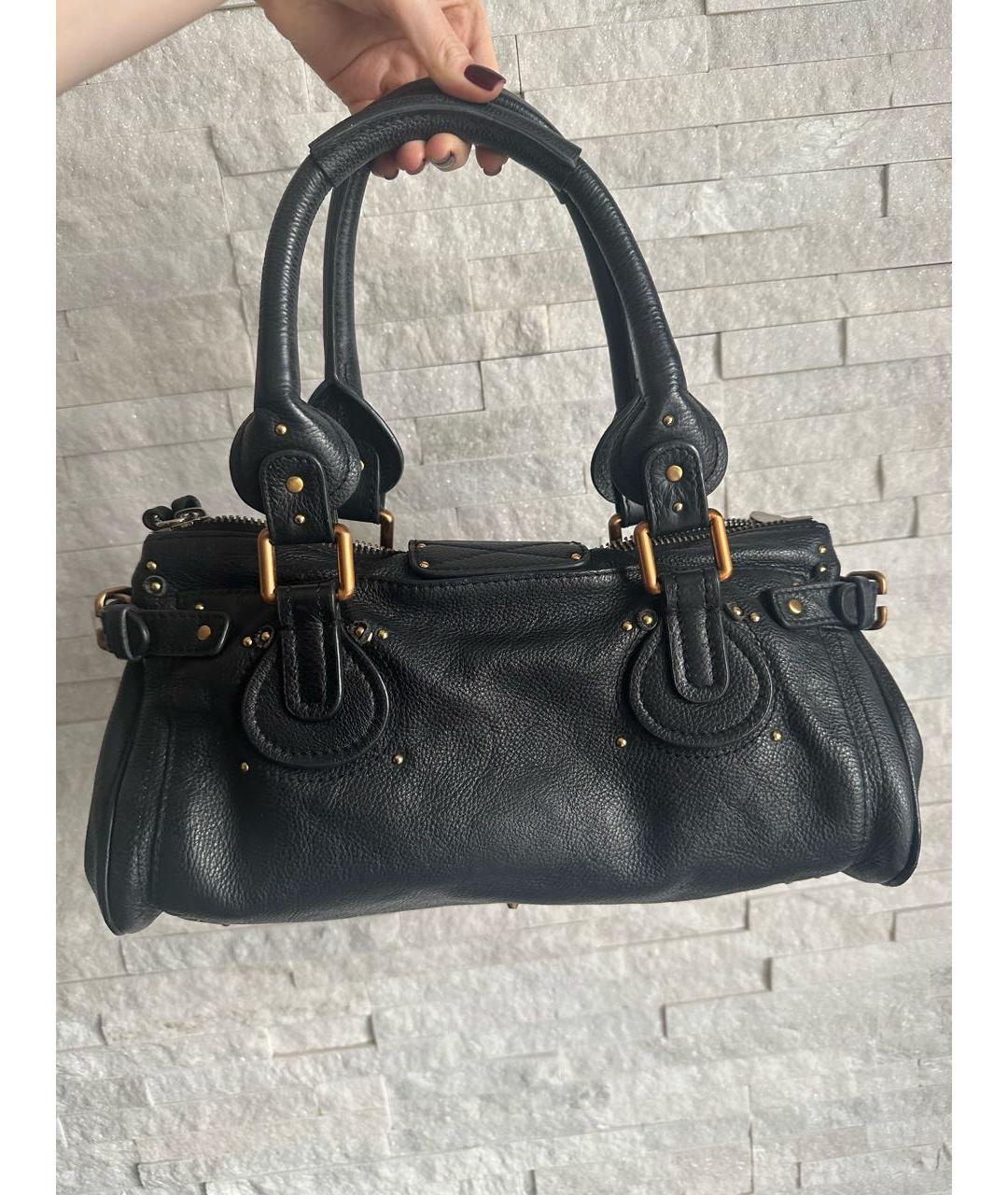 CHLOE Черная кожаная сумка с короткими ручками, фото 8