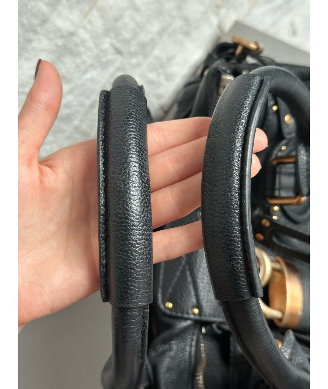 CHLOE Черная кожаная сумка с короткими ручками, фото 7