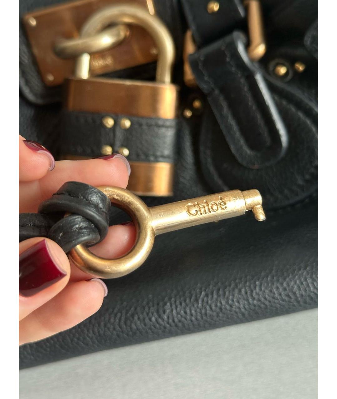 CHLOE Черная кожаная сумка с короткими ручками, фото 4