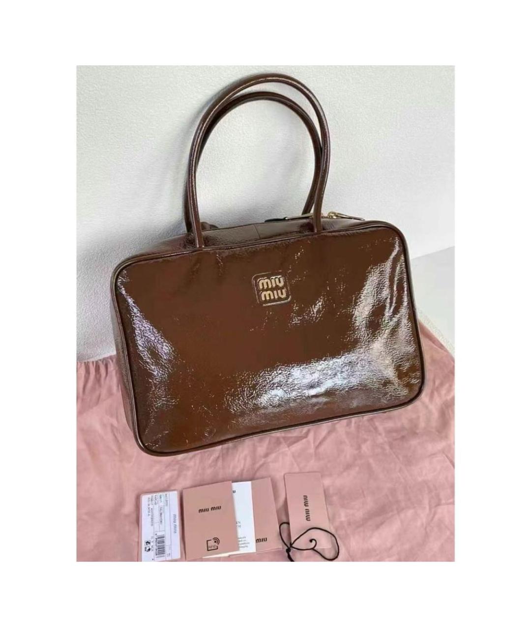 MIU MIU Коричневая сумка через плечо из искусственной кожи, фото 2