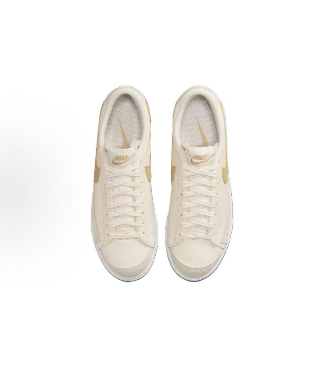 NIKE Бежевые кожаные кроссовки, фото 4